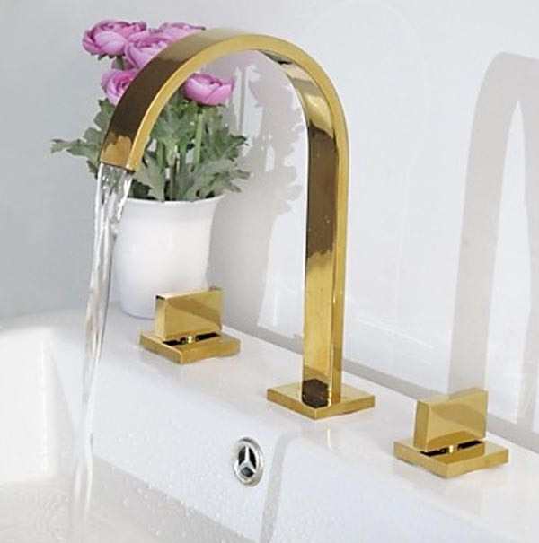 Venice Gold 3pcs Dual Handles Centerset Mixer Bathroom Sink Faucet